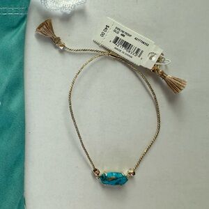 Kendra Scott Everlyne Friendship Bracelet Gold and Turquoise NWT